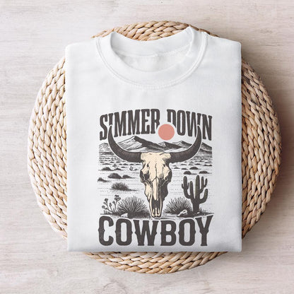Simmer Down Cowboy PNG, Retro Western png - 300 DPI Design for T-Shirt