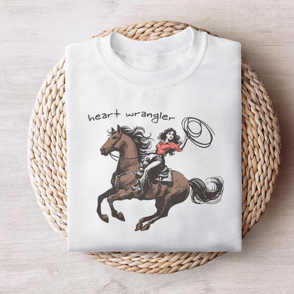 Heart Wrangler PNG, Western Valentine Sublimation - 300 DPI Design for