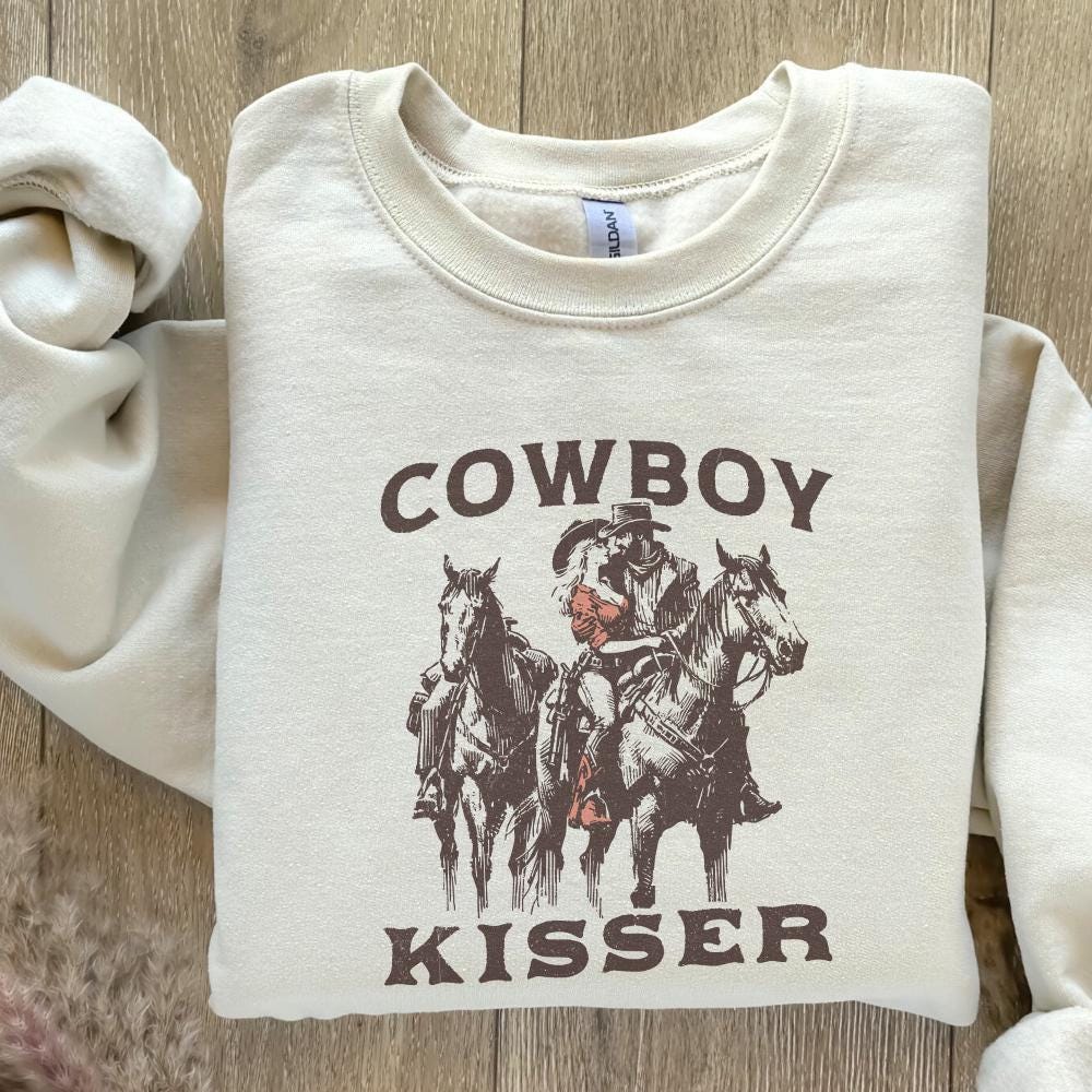 Western Valentine PNG, Cowboy Kisser PNG - 300 DPI Design for T-Shirt