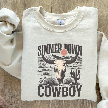 Simmer Down Cowboy PNG, Retro Western png - 300 DPI Design for T-Shirt
