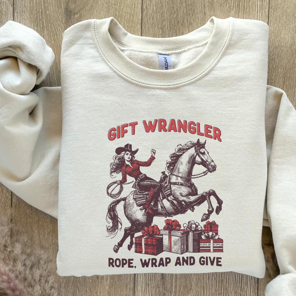 Retro Christmas Cowgirl PNG, Western Christmas Digital Download - 300 DPI