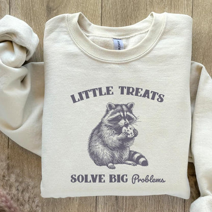 Little Treats Solve Big Problems PNG, Funny Raccoon PNG - 300 DPI Design
