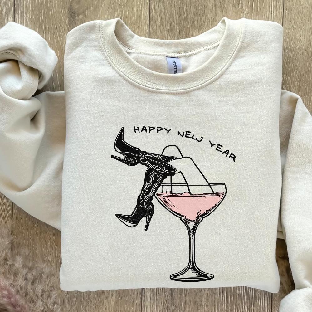 Happy New Year PNG, Cowgirl New Year Png - 300 DPI Design for T-Shirt