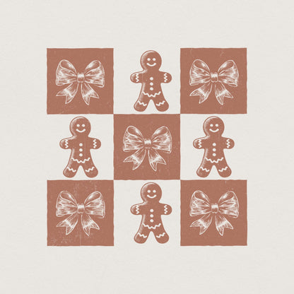 Retro Checkered Gingerbread Man PNG, Cute Christmas PNG - 300 DPI Design