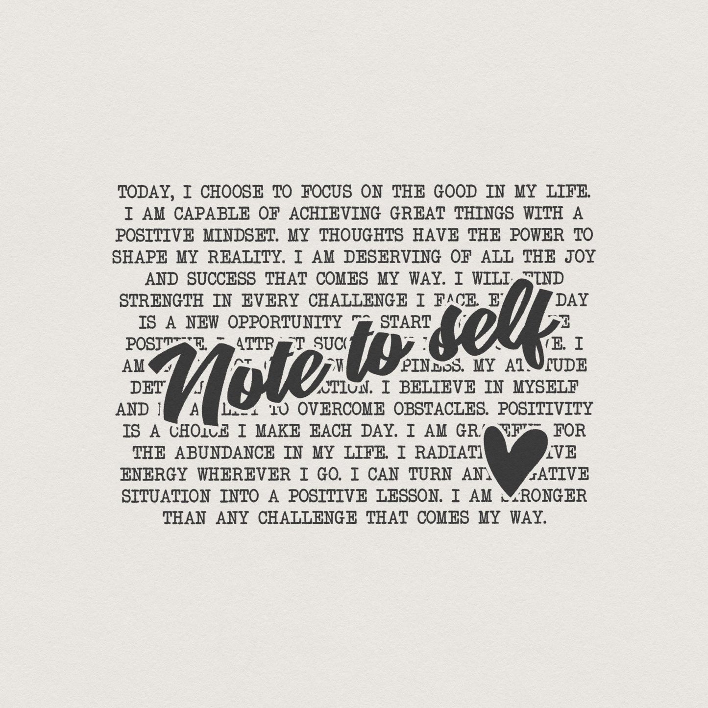 Note to Self PNG, Mental Health Motivational Sublimation Design - 300 DPI