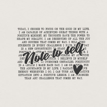 Note to Self PNG, Mental Health Motivational Sublimation Design - 300 DPI