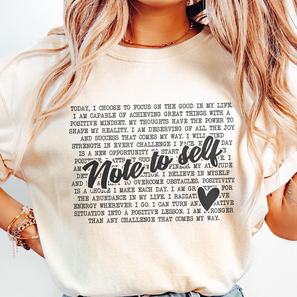 Note to Self PNG, Mental Health Motivational Sublimation Design - 300 DPI