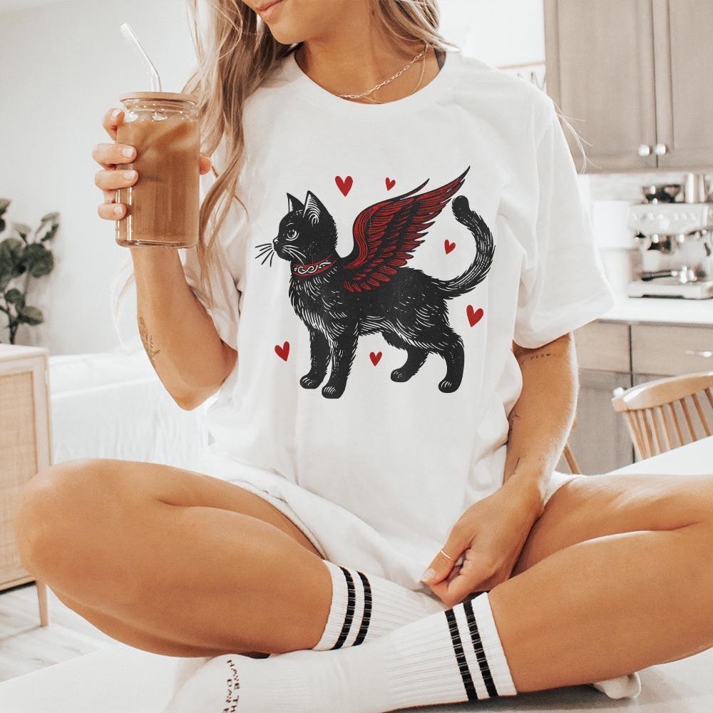 Valentine Black Cat Png, Valentines Day Png - 300 DPI Design for T-Shirt