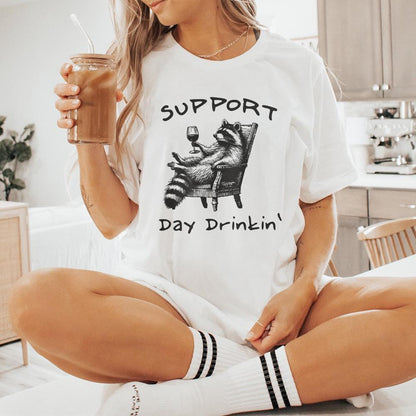 Raccoon with Wine, Day Drinking Art PNG - 300 DPI Design for T-Shirt