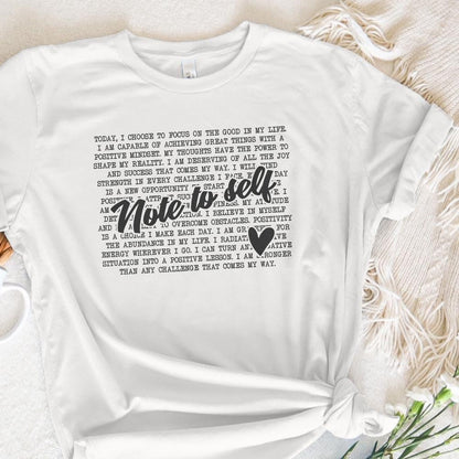 Note to Self PNG, Mental Health Motivational Sublimation Design - 300 DPI
