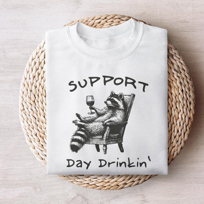 Raccoon with Wine, Day Drinking Art PNG - 300 DPI Design for T-Shirt