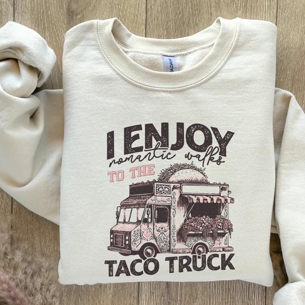 Romantic Walks to Taco Truck PNG, Valentines Day PNG - 300 DPI Design for