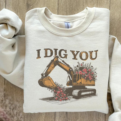 I Dig You Valentines, Excavator PNG Sublimation Design - 300 DPI Design