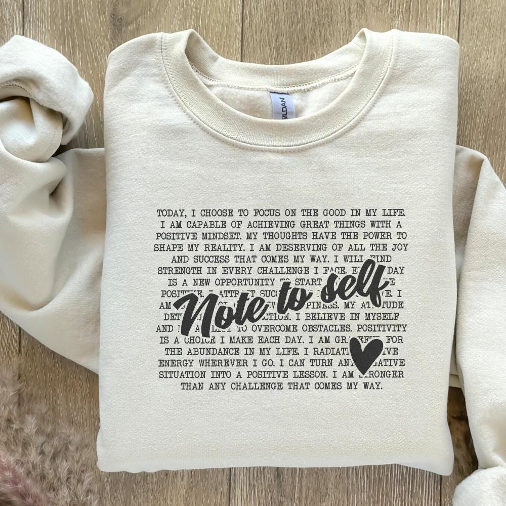 Note to Self PNG, Mental Health Motivational Sublimation Design - 300 DPI