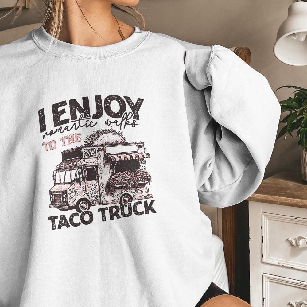 Romantic Walks to Taco Truck PNG, Valentines Day PNG - 300 DPI Design for