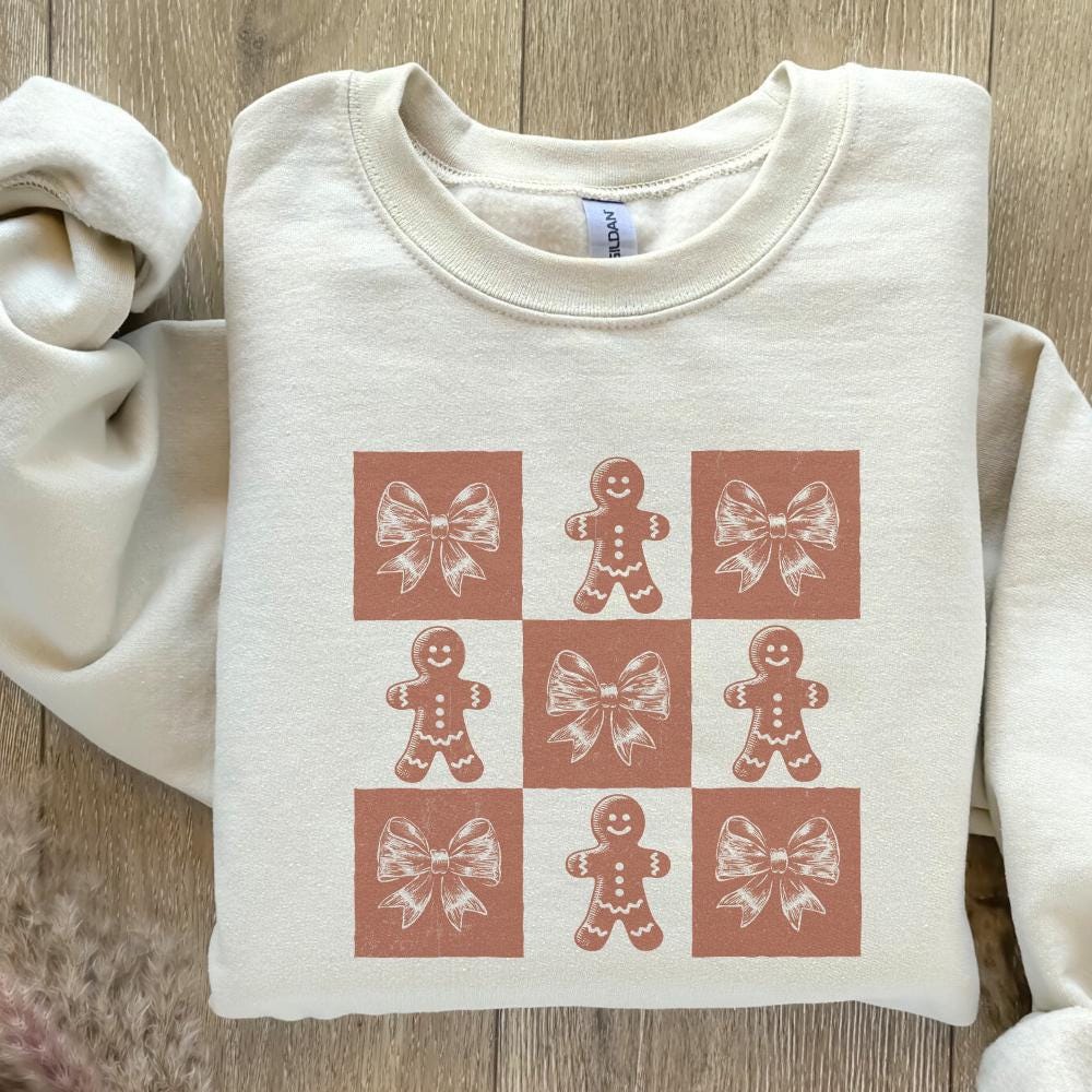 Retro Checkered Gingerbread Man PNG, Cute Christmas PNG - 300 DPI Design