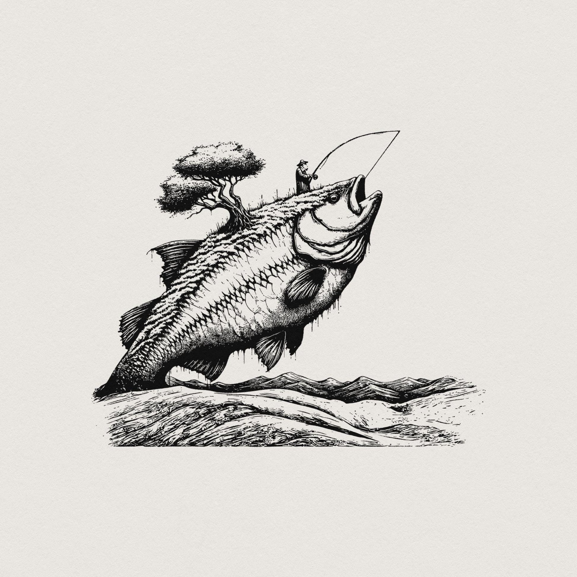 Fishing Sublimation PNG, Bass Fishing Art - 300 DPI Design for T-Shirt