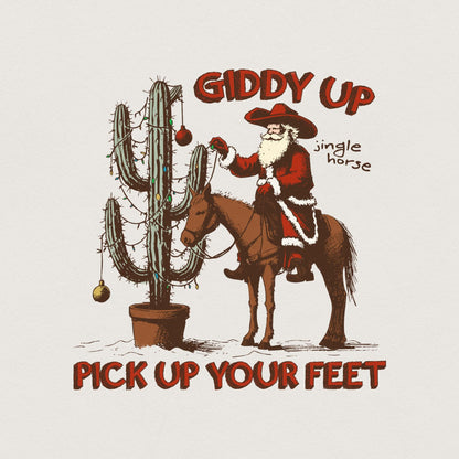 Giddy Up Jingle Horse PNG Digital Download, Western Christmas Design -