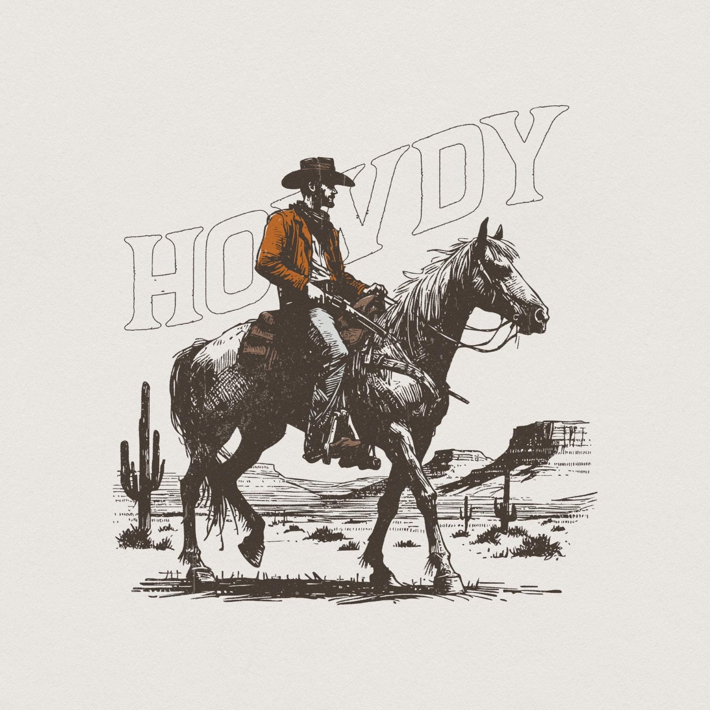 Howdy PNG, Western Sublimation Design - 300 DPI Design for T-Shirt
