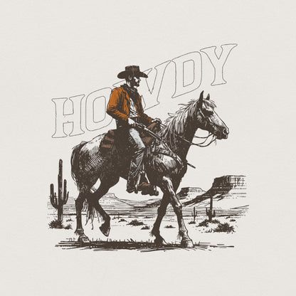 Howdy PNG, Western Sublimation Design - 300 DPI Design for T-Shirt