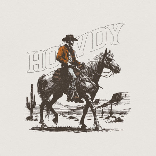 Howdy PNG, Western Sublimation Design - 300 DPI Design for T-Shirt