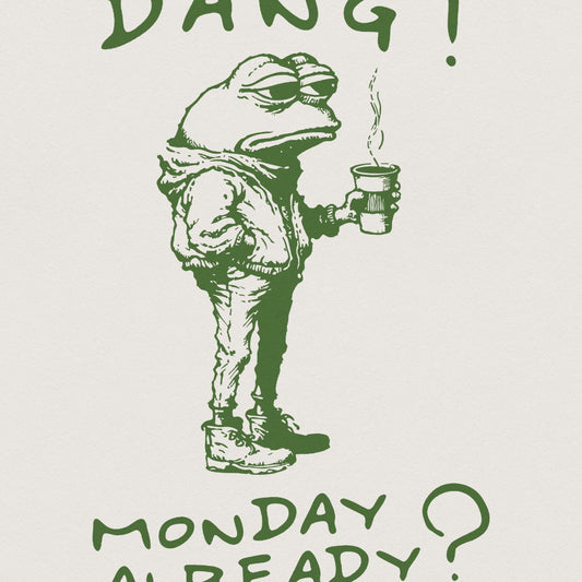 Dang Monday Already PNG, Tired Office Frog - 300 DPI Design for T-Shirt