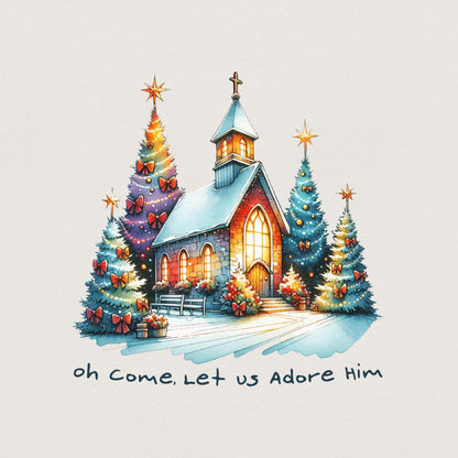 Oh Come Let Us Adore Him Png, Jesus Christmas PNG - 300 DPI Design for