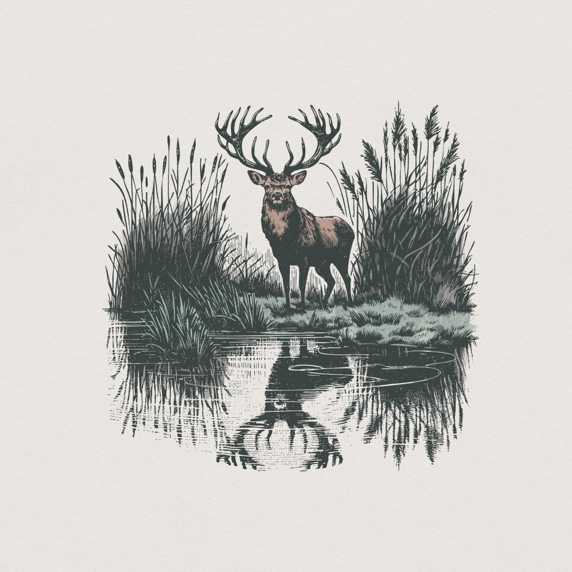 Deer Sublimation Design, Hunting PNG - 300 DPI Design for T-Shirt