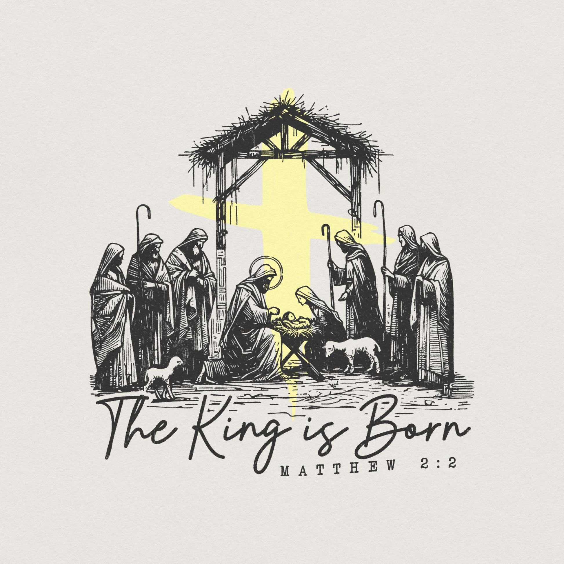 The King is Born PNG. Retro Religious Christmas PNG, Jesus Is the Reason