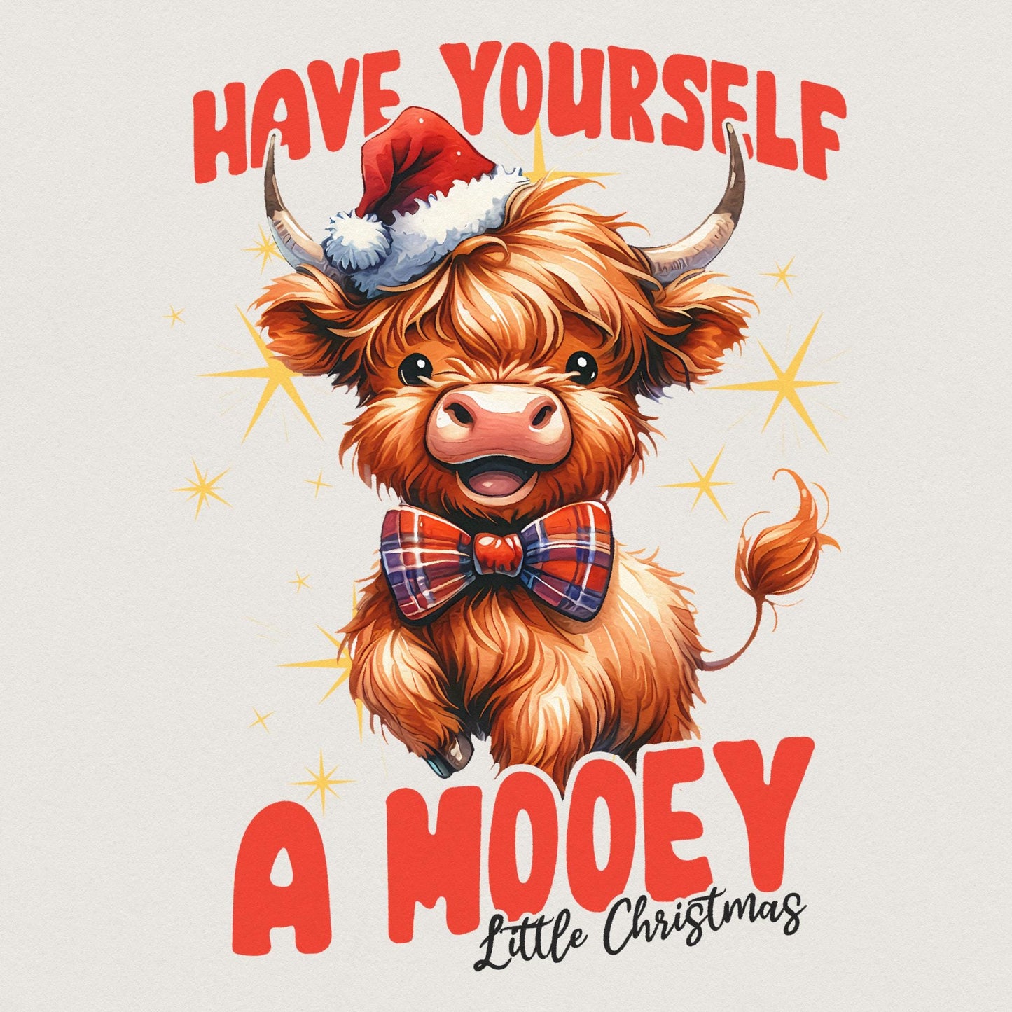 Highland Mooey Christmas PNG, Western Christmas PNG - 300 DPI Design for