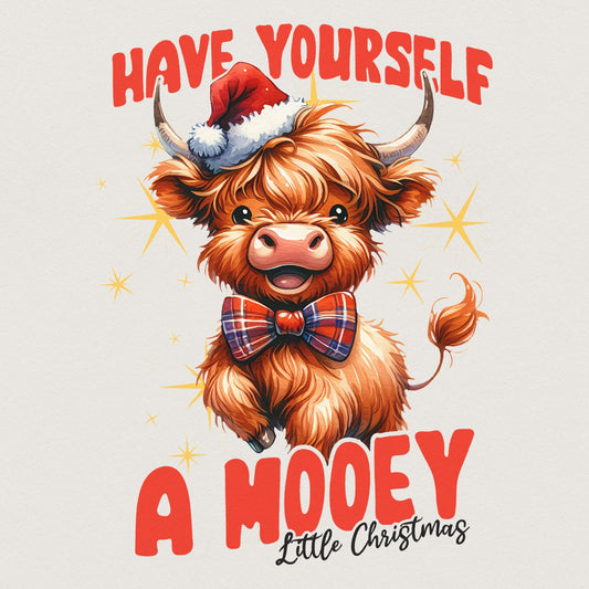 Highland Mooey Christmas PNG, Western Christmas PNG - 300 DPI Design for