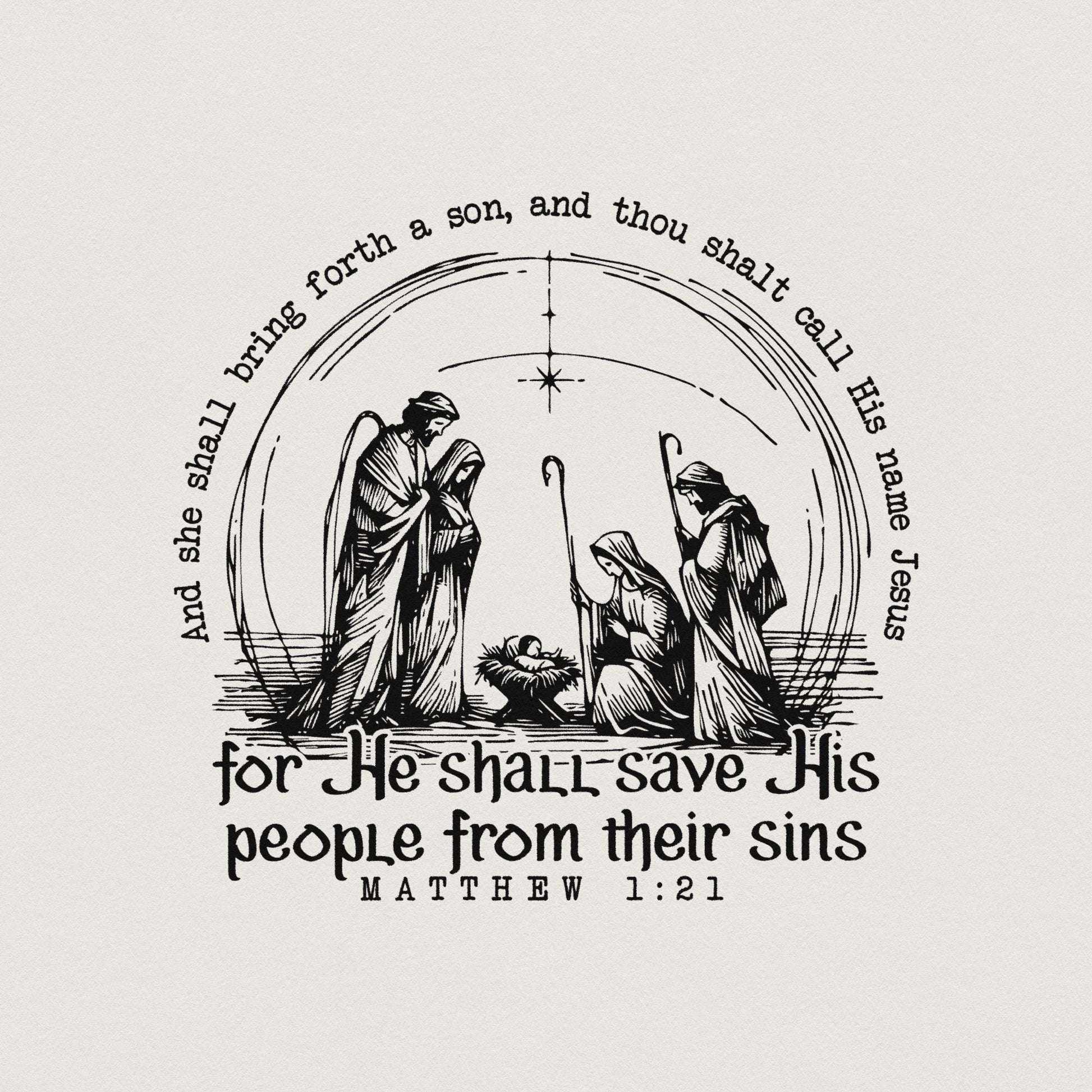 Christian Christmas PNG, Nativity Scene - 300 DPI Design for T-Shirt