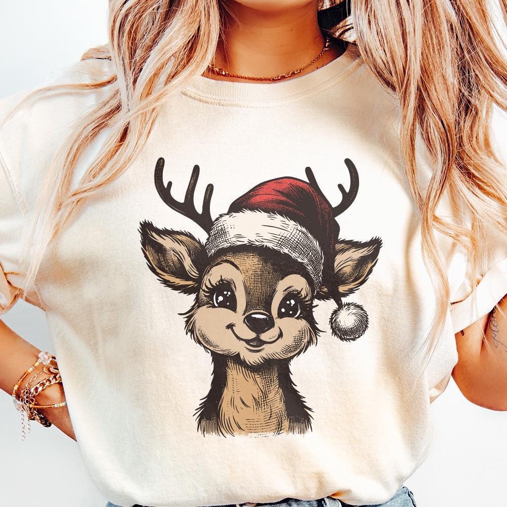 Christmas Reindeer Png, Holly Jolly Png - 300 DPI Design for T-Shirt