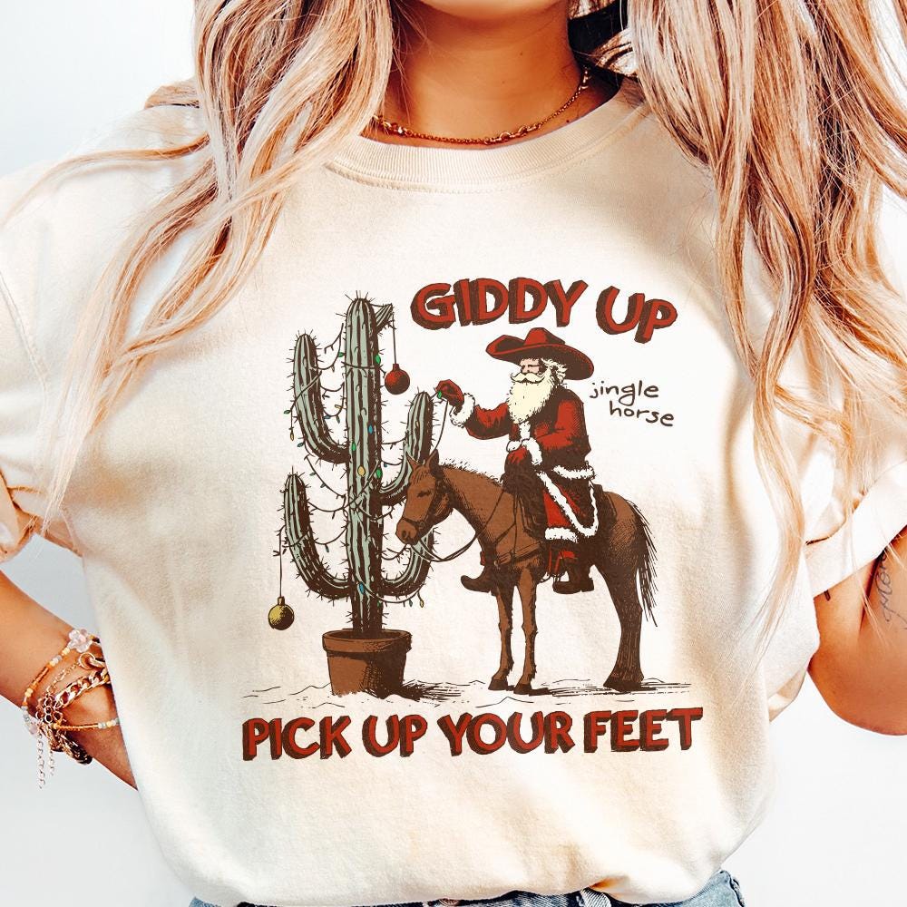 Giddy Up Jingle Horse PNG Digital Download, Western Christmas Design -