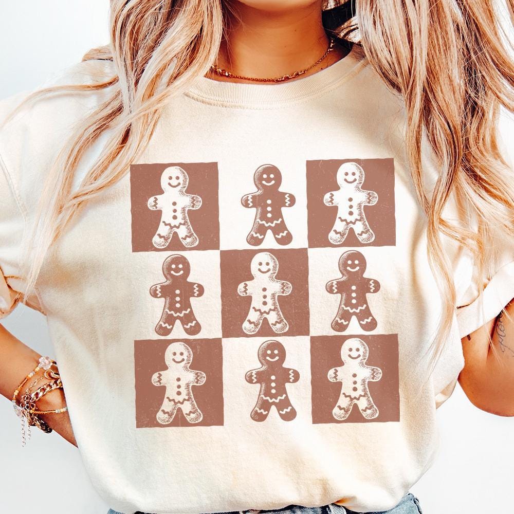 Retro Checkered Gingerbread Man PNG, Cute Christmas Png - 300 DPI Design