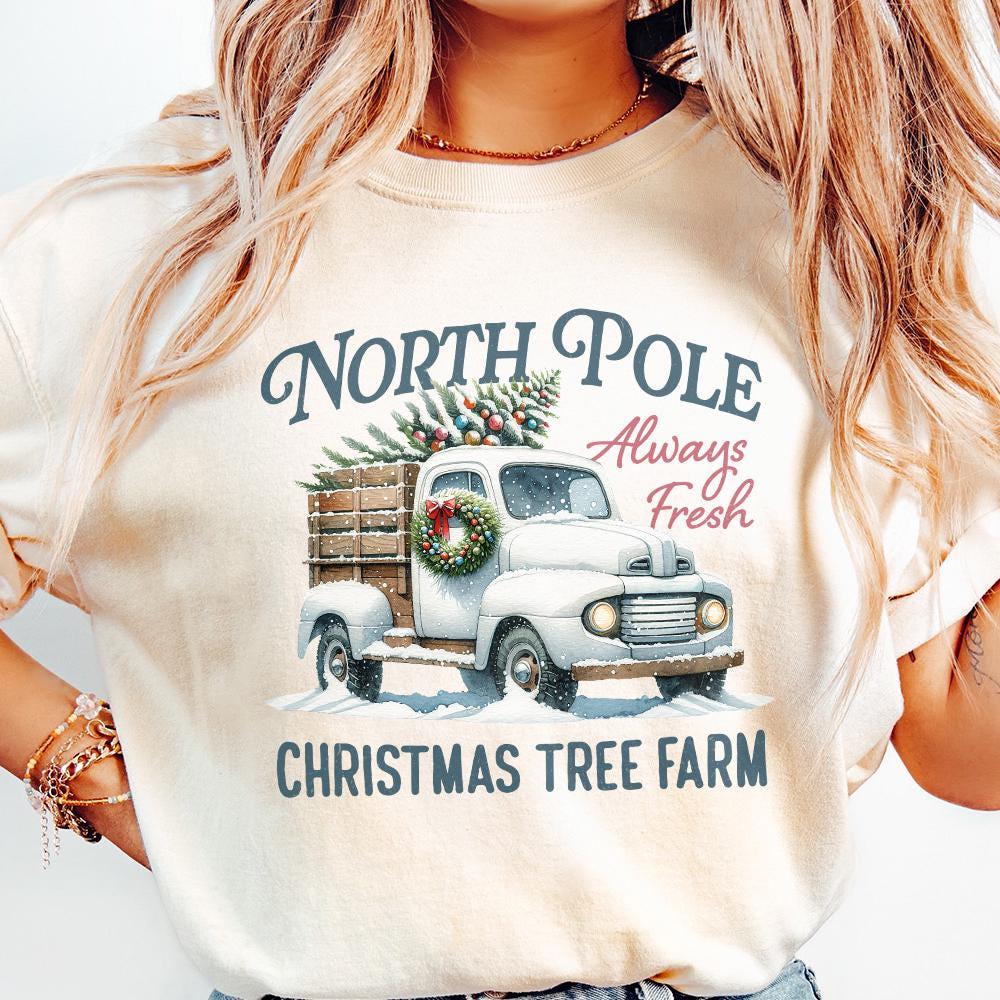 North Pole Sublimation PNG, Christmas Tree Png - 300 DPI Design for T-Shirt