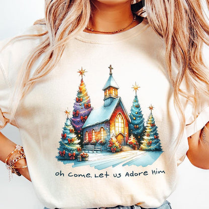 Oh Come Let Us Adore Him Png, Jesus Christmas PNG - 300 DPI Design for