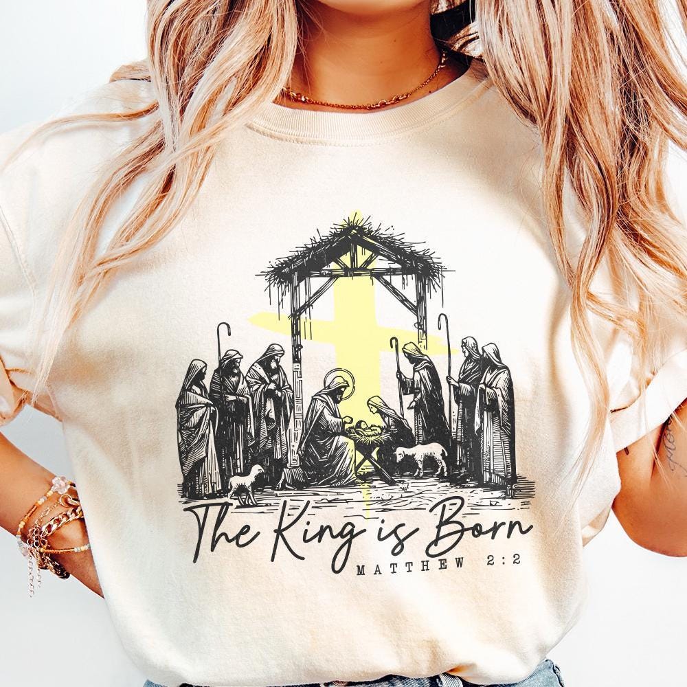 The King is Born PNG. Retro Religious Christmas PNG, Jesus Is the Reason