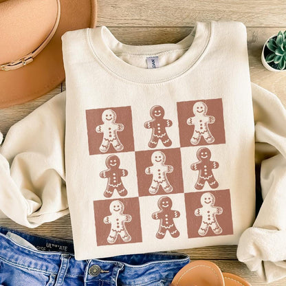 Retro Checkered Gingerbread Man PNG, Cute Christmas Png - 300 DPI Design