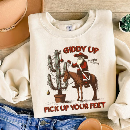 Giddy Up Jingle Horse PNG Digital Download, Western Christmas Design -