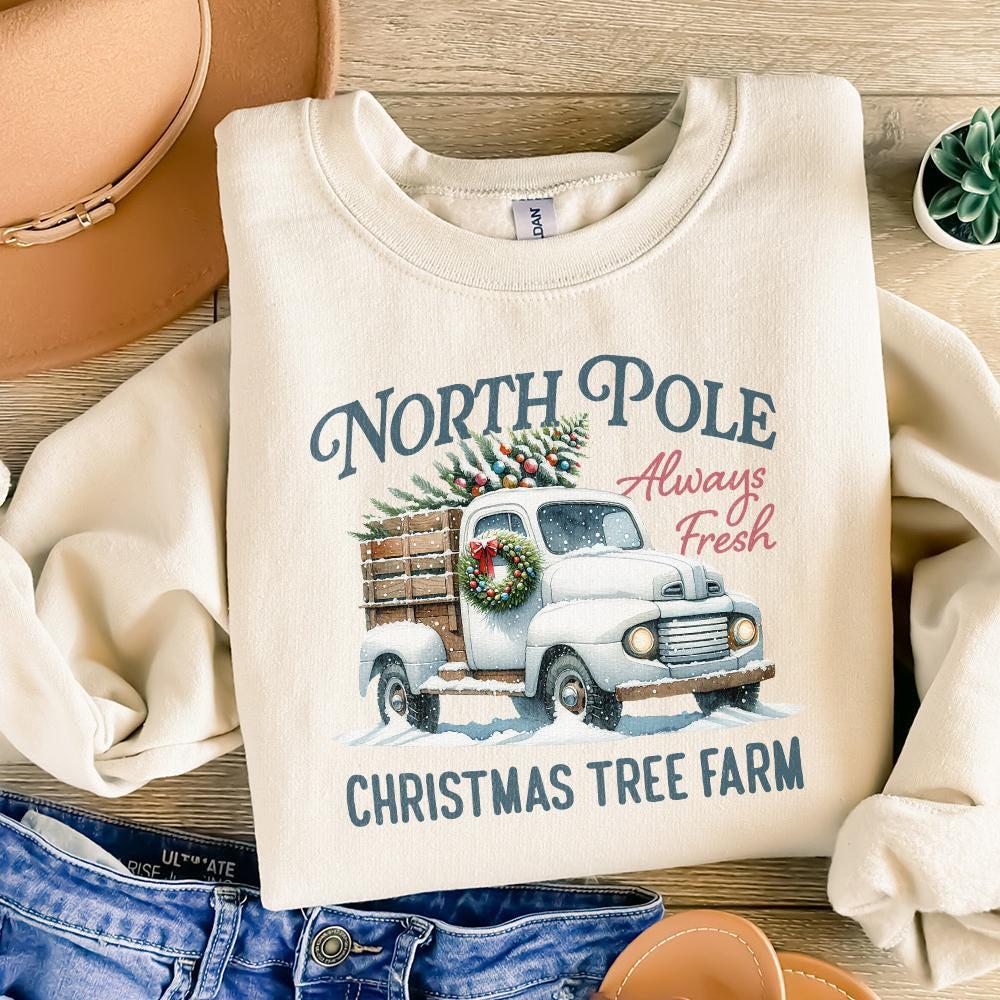 North Pole Sublimation PNG, Christmas Tree Png - 300 DPI Design for T-Shirt
