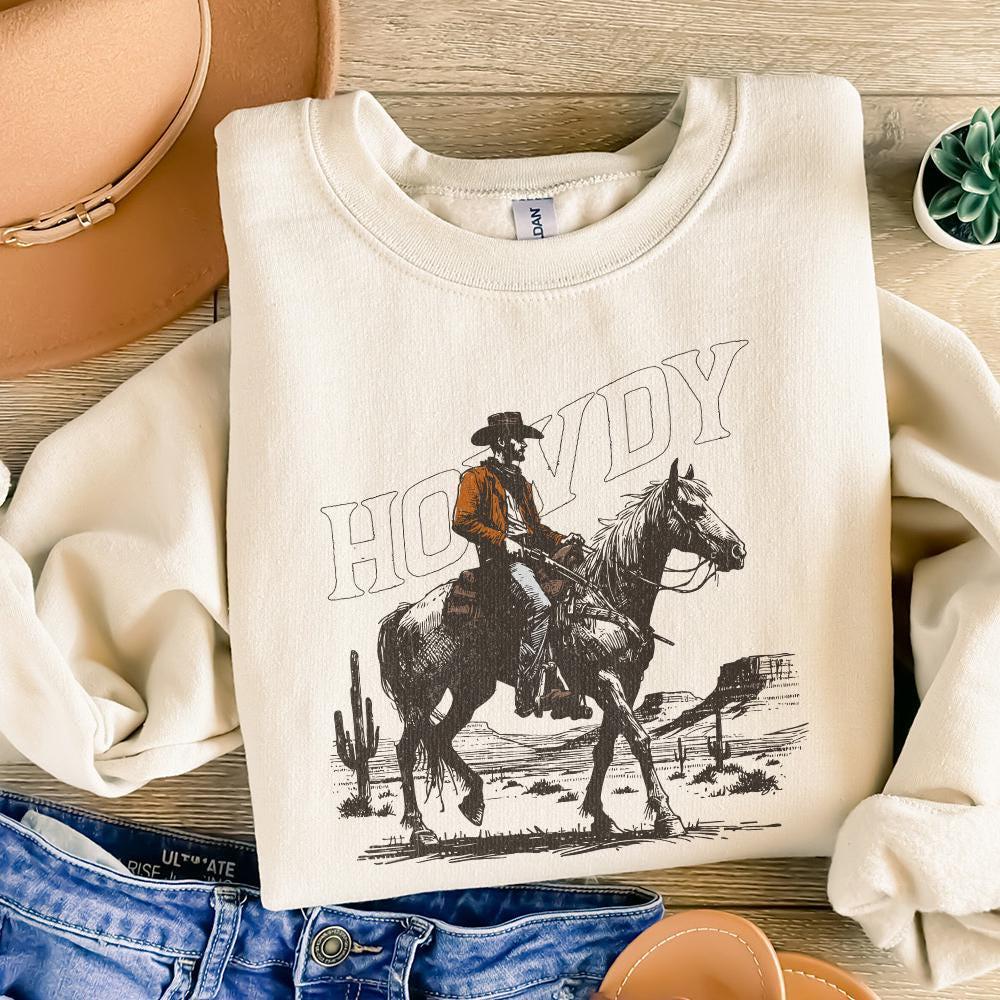 Howdy PNG, Western Sublimation Design - 300 DPI Design for T-Shirt