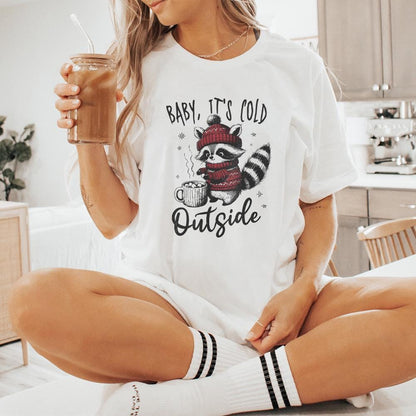 Baby It's Cold Outside PNG, Christmas Raccoon png - 300 DPI Design for