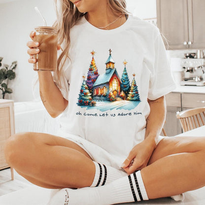 Oh Come Let Us Adore Him Png, Jesus Christmas PNG - 300 DPI Design for