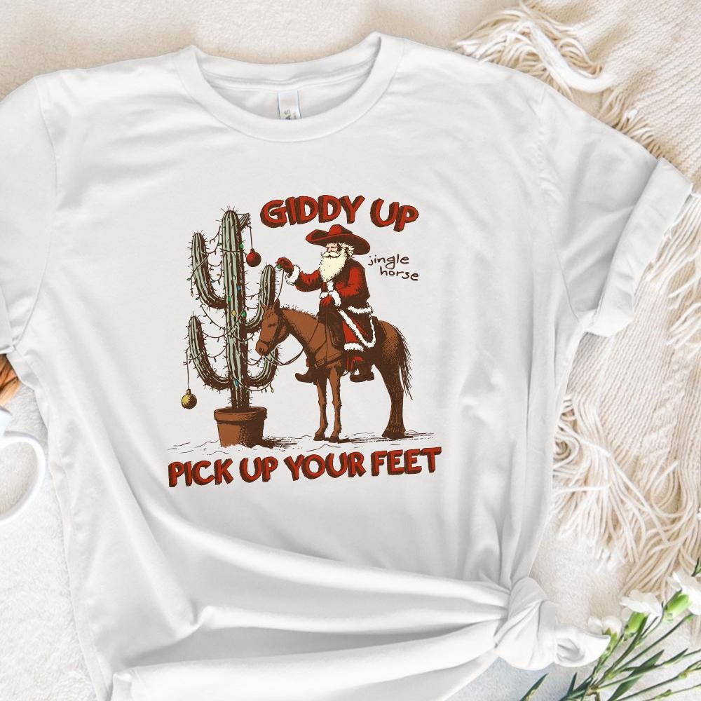 Giddy Up Jingle Horse PNG Digital Download, Western Christmas Design -