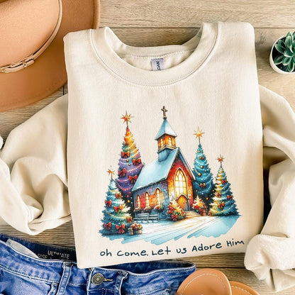 Oh Come Let Us Adore Him Png, Jesus Christmas PNG - 300 DPI Design for