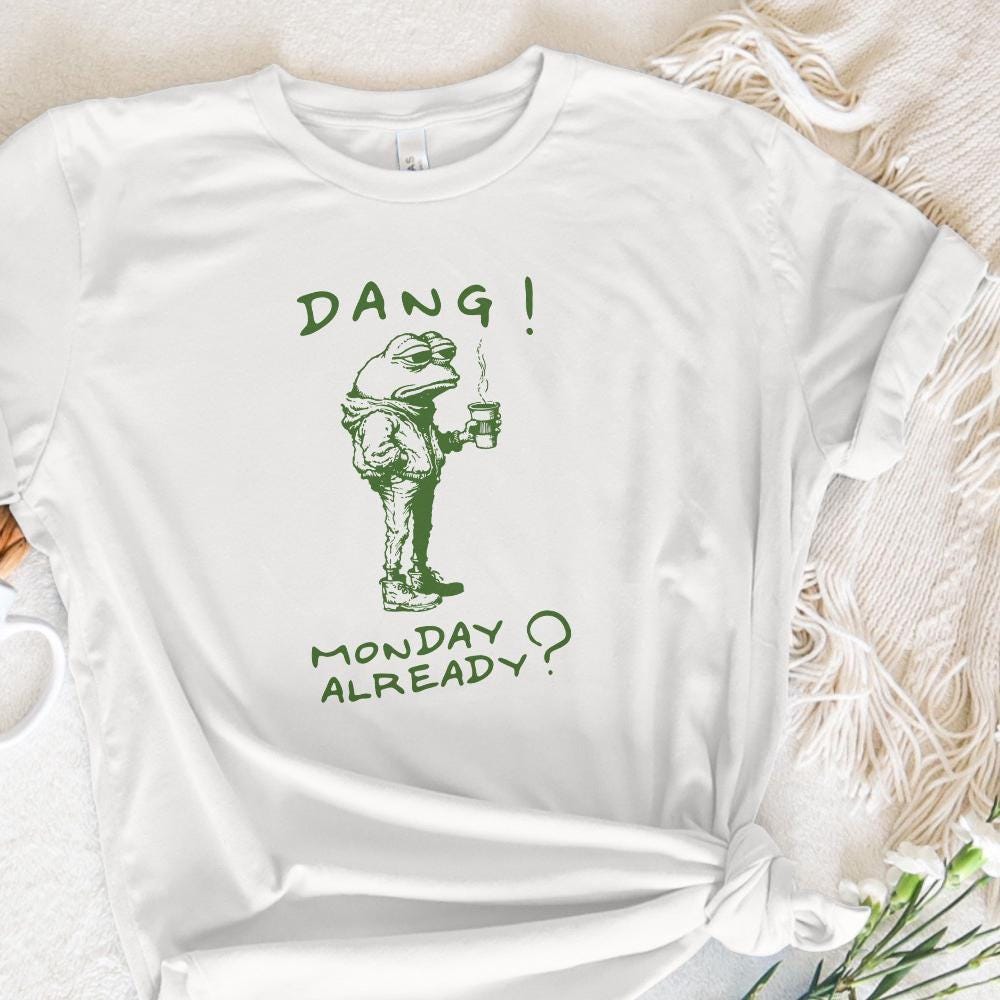 Dang Monday Already PNG, Tired Office Frog - 300 DPI Design for T-Shirt