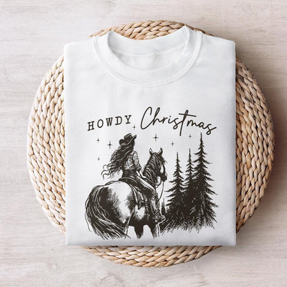 Cowgirl Christmas PNG, Vintage Western Christmas PNG - 300 DPI Design for