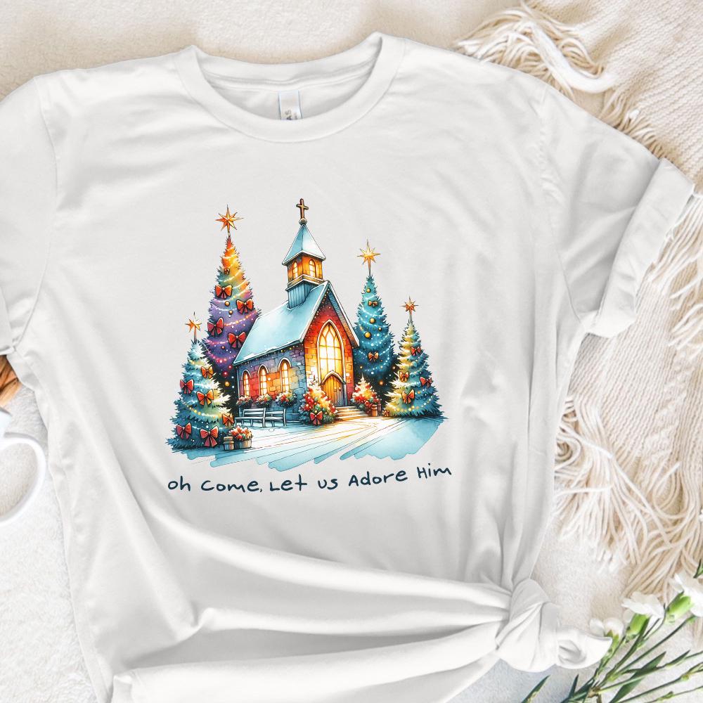 Oh Come Let Us Adore Him Png, Jesus Christmas PNG - 300 DPI Design for