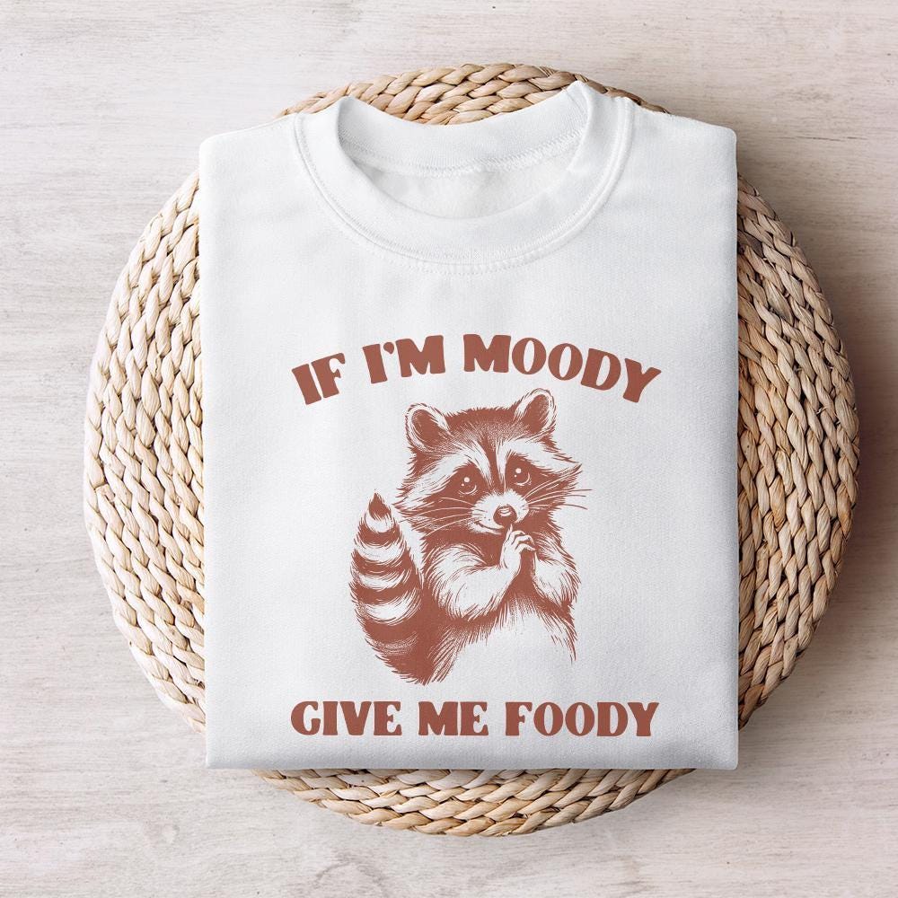 If I'm Moody Give Me Foody PNG, Funny Raccoon Design - 300 DPI Design for